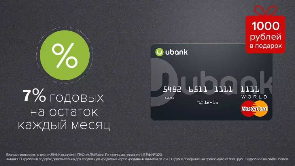 Кредитная карта UBANK MasterCard